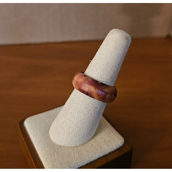 Size 7 Real Wood Unisex Ring Handcrafted Matte Finish Minimalist Jewelry - Picture 2 of 2